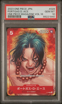 2023 One Piece JPN.: P-028 Portgas D. Ace (One Piece Magazine Vol.16) PSA GEM MT10