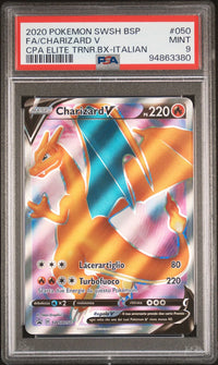 2020 Pokémon SWSH BSP: 050 FA/Charizard V (CPA Elite TRNR:BX- Italian) PSA MINT 9
