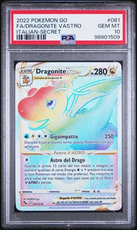 2022 Pokémon GO: 081 FA/Dragonite VAstro (ITALIAN-SECRET) PSA GEM MT10